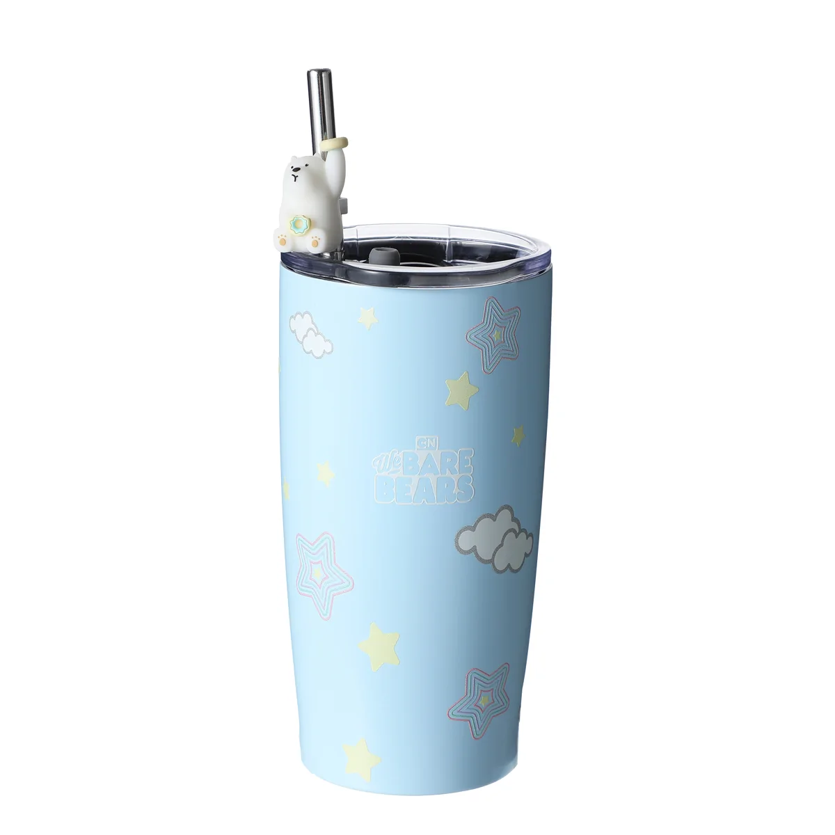 We Bare Bears Lisanslı Pipetli Termos (530Ml) - Ku