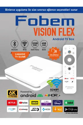 FOBEM VİSİON FLEX  SES KOMUTLU ANDROİD TV BOX 4/32