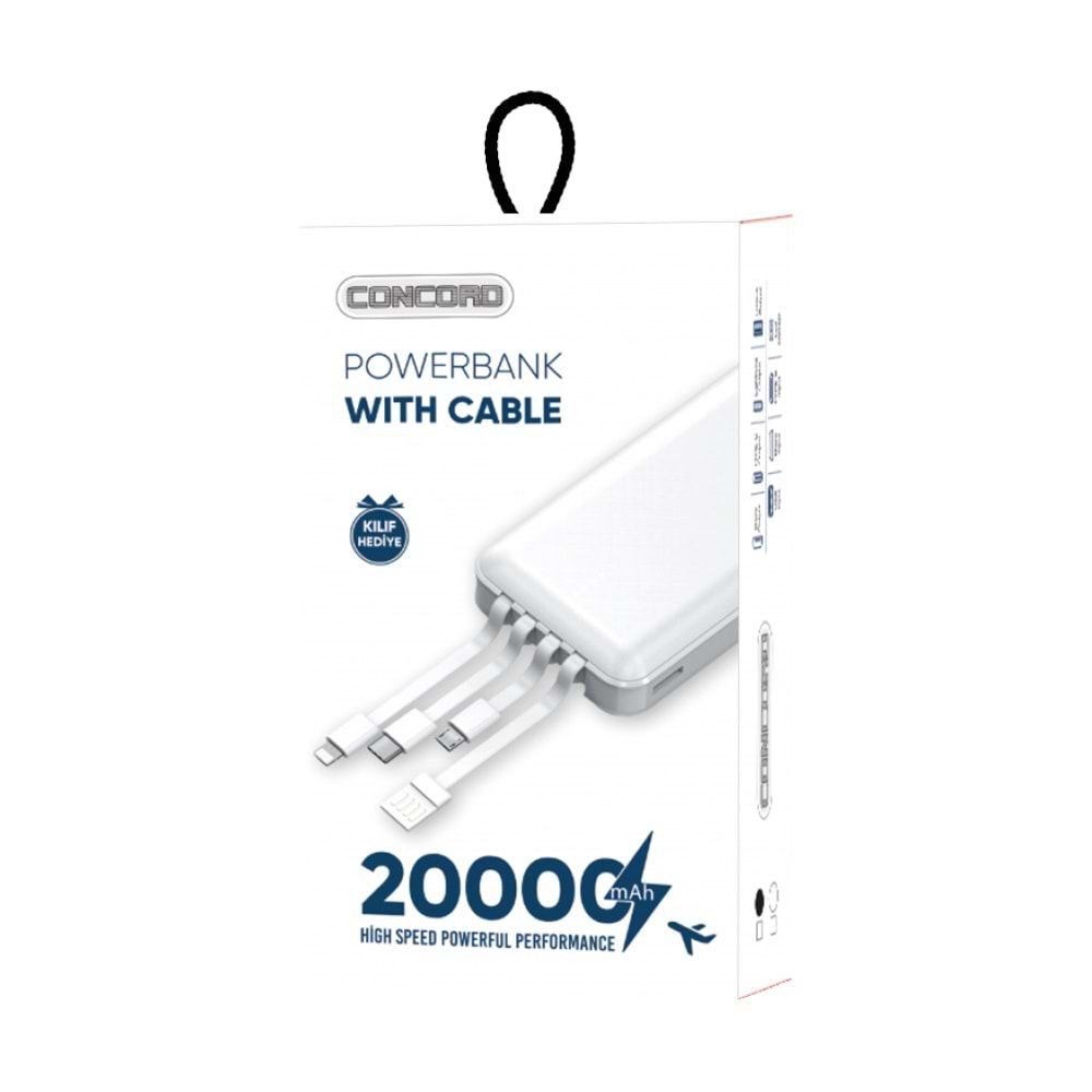 CONCORD C-118 ÇİFT USB 20000MAH TYPE-C MİCRO 3 BUİ