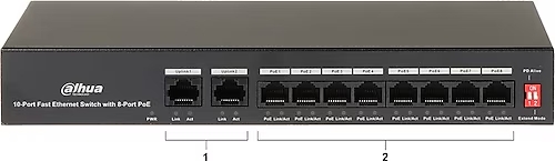 DAHUA PFS3010-8ET-65 8 KANAL 10/100  65 WATT POE S