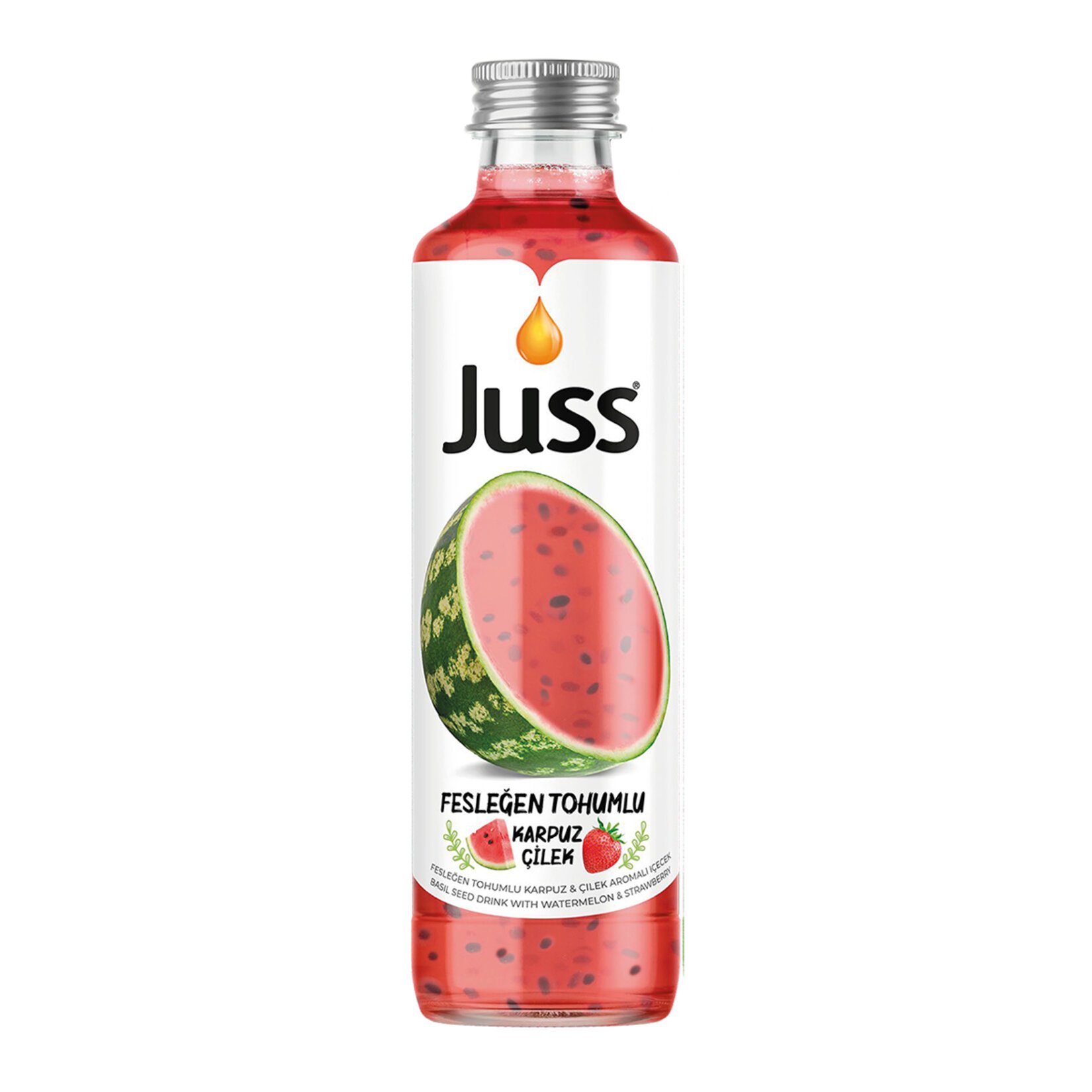 JUSS FESLEĞEN TOHUMLU KARPUZ&ÇİLEK CAM 250 ML 24 ADET