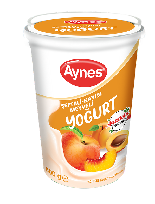 AYNES 500 GR MEYVELİ YOĞURT ŞEFTALİ KAYISI