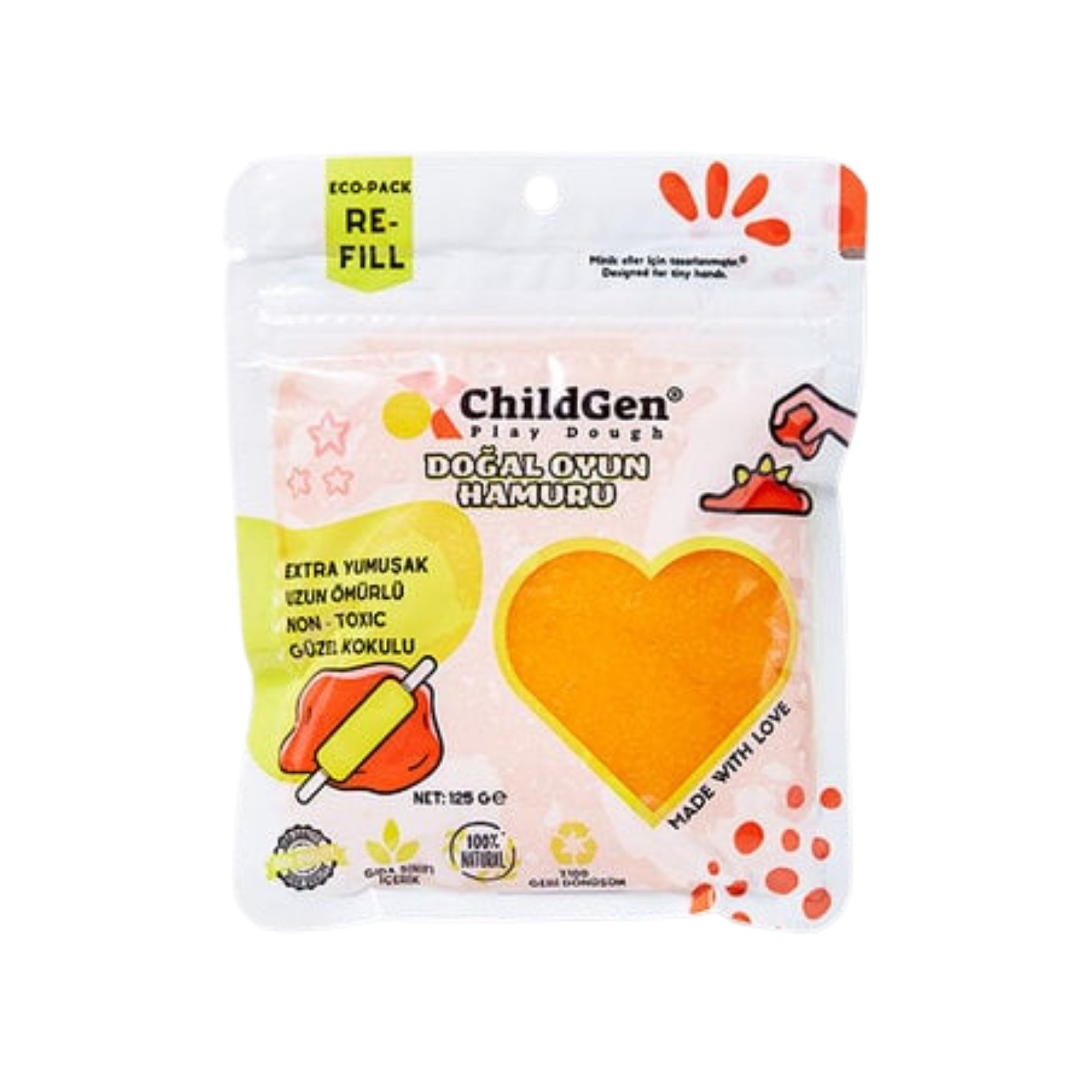 CHILDGEN DOĞAL OYUN HAMURU ECOPACK TURUNCU 125G 