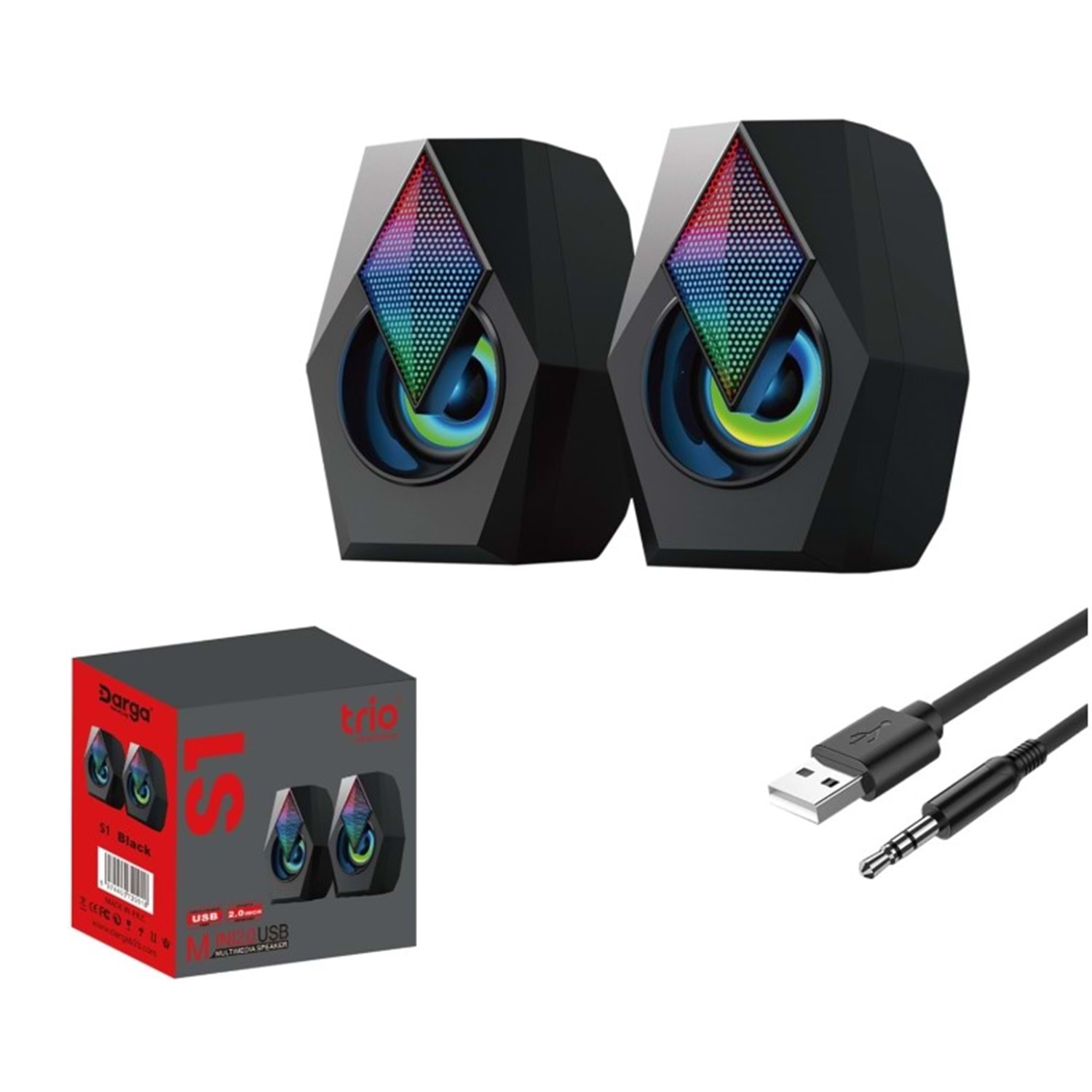 TRİO S1 RGB LEDLİ IŞIKLI EKSTRA SES USB PC HOPARLÖ