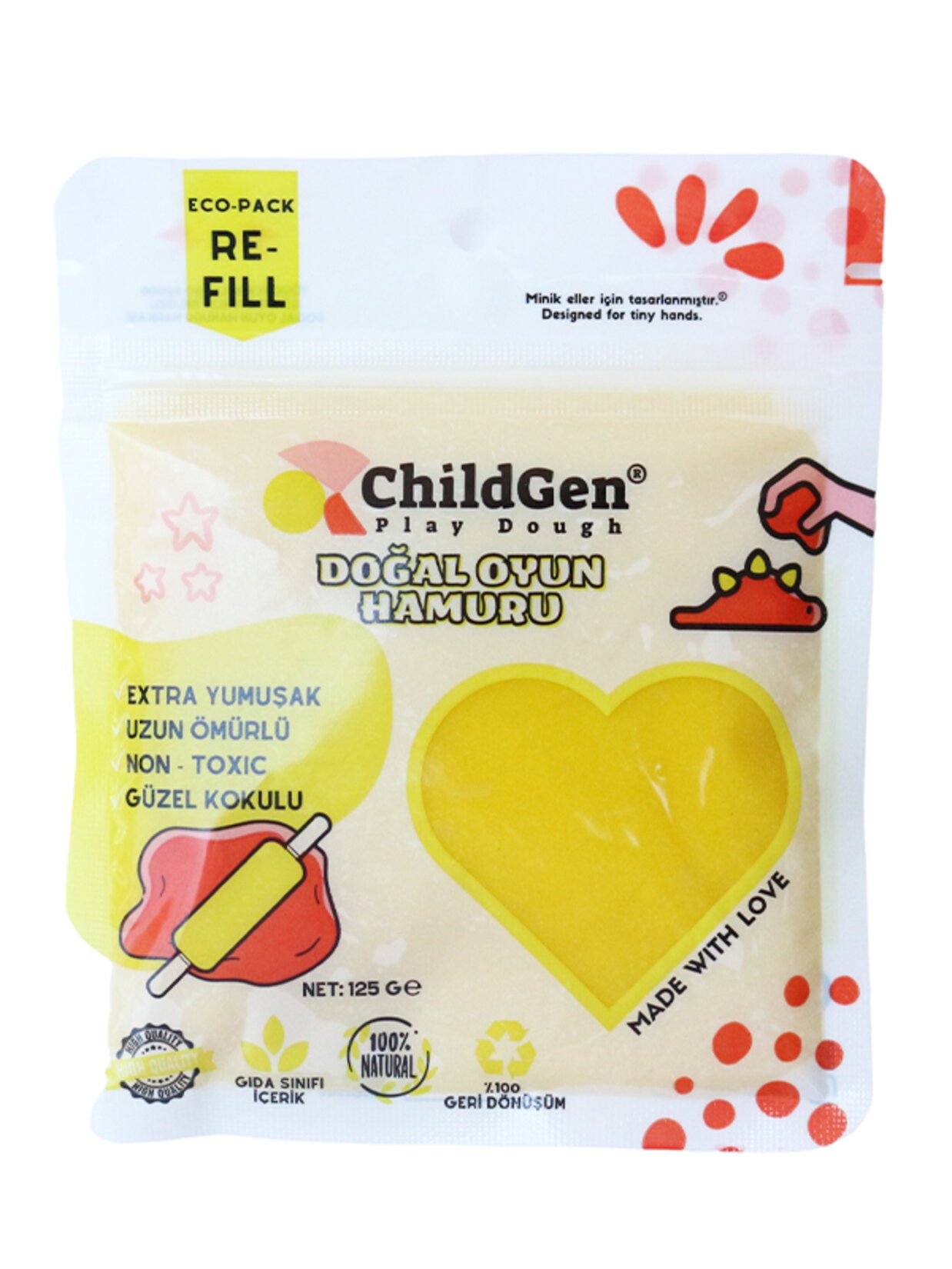 CHILDGEN DOĞAL OYUN HAMURU GLITTER SARI-125G 