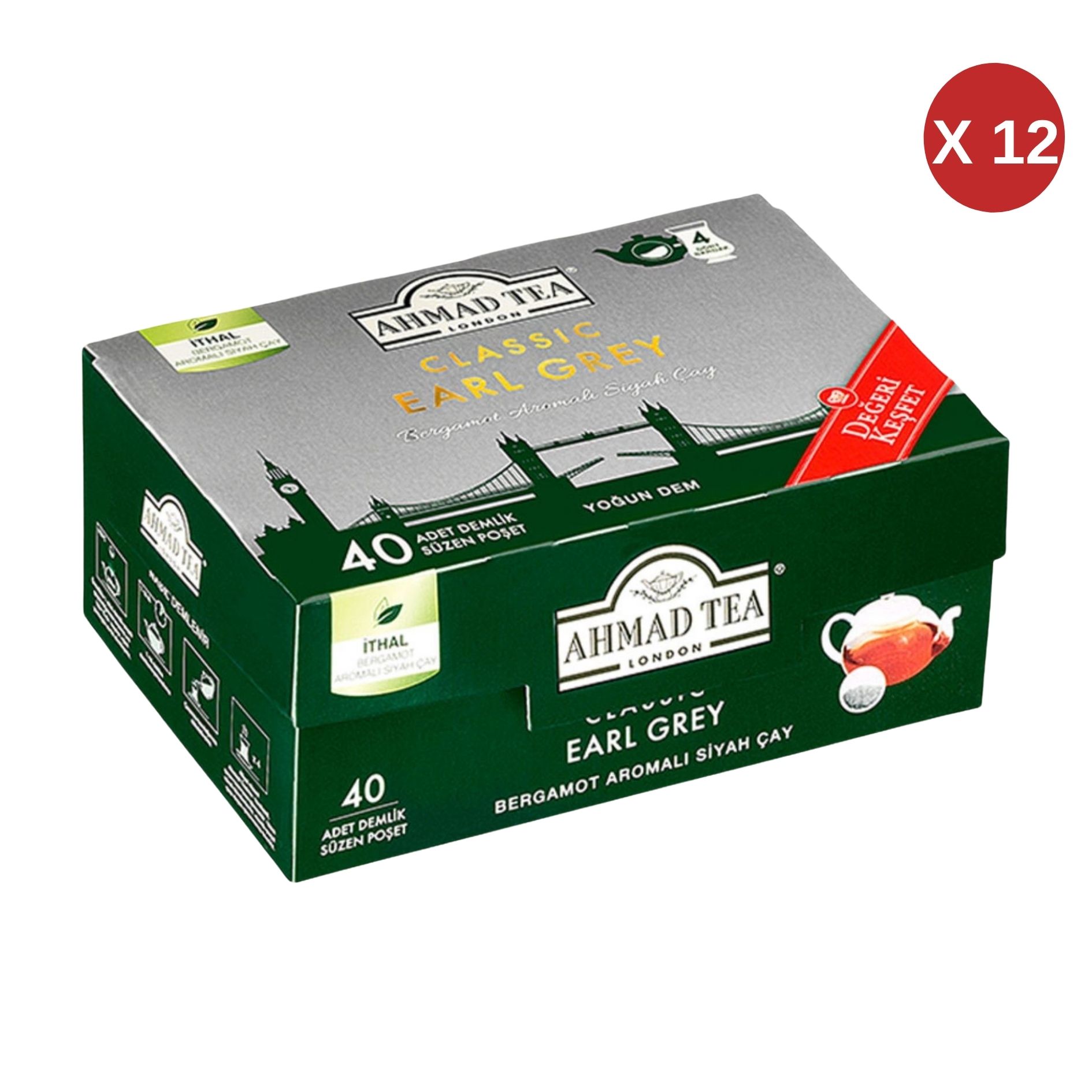 AHMAD TEA CLASSIC EARL GREY 40 DEMLİK ÇAY-2800 12 ADET