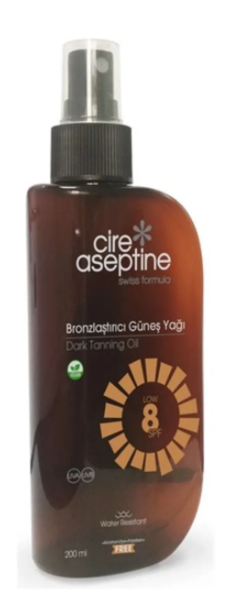 CİRE ASEPTİNE 8 SPF  BRONZLUK GÜNEŞ YAĞI 200 ML