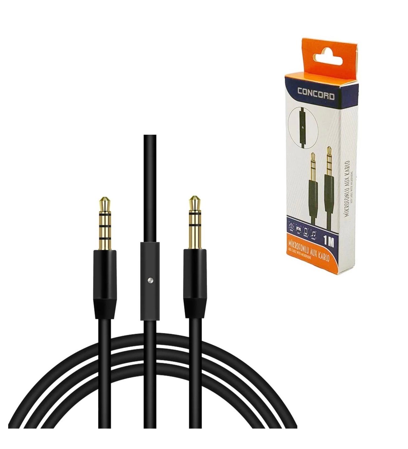 CONCORD C-818 MİKROFONLU AUX KABLO 1M 3.5MM STEREO