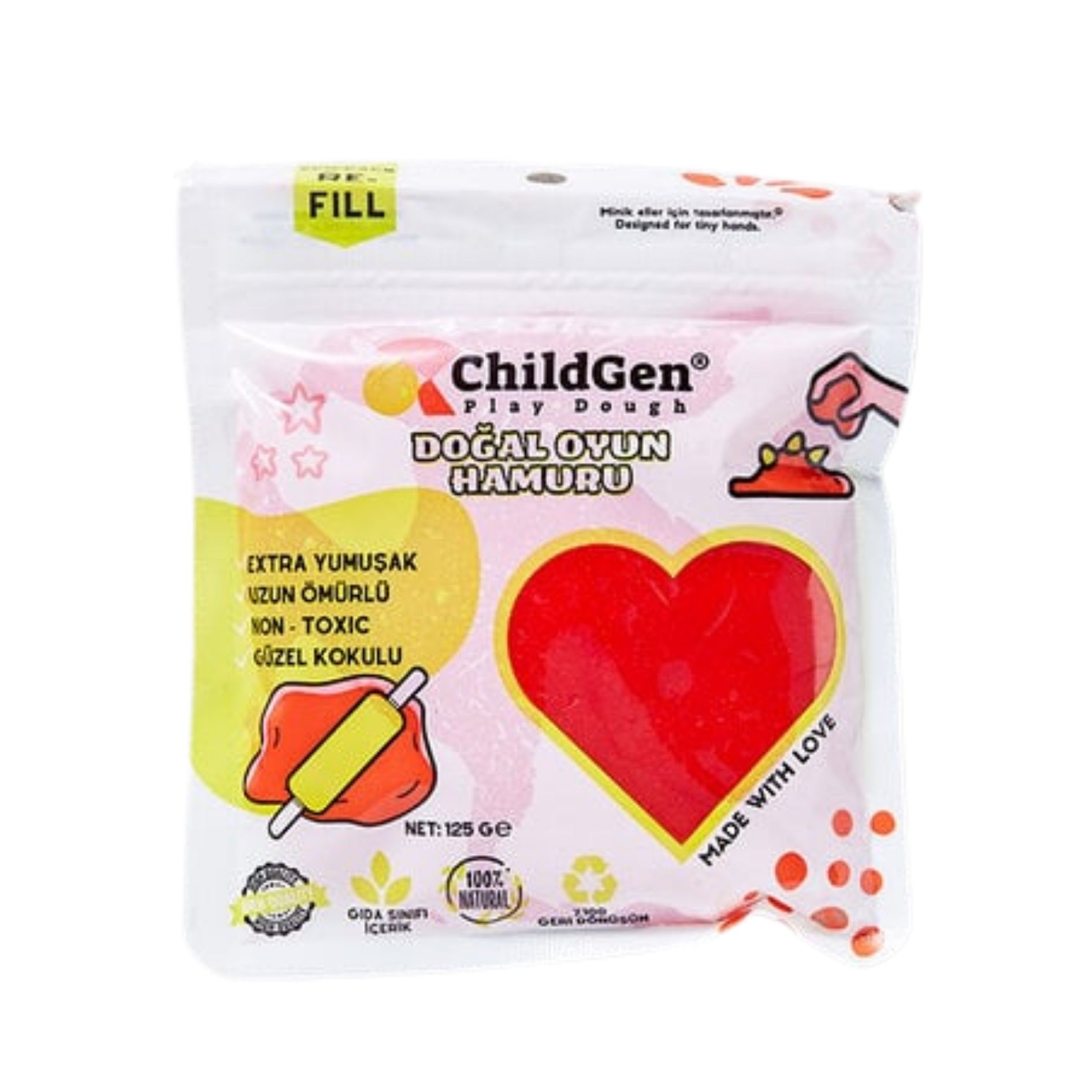 CHILDGEN DOĞAL OYUN HAMURU ECOPACK KIRMIZI 125G 
